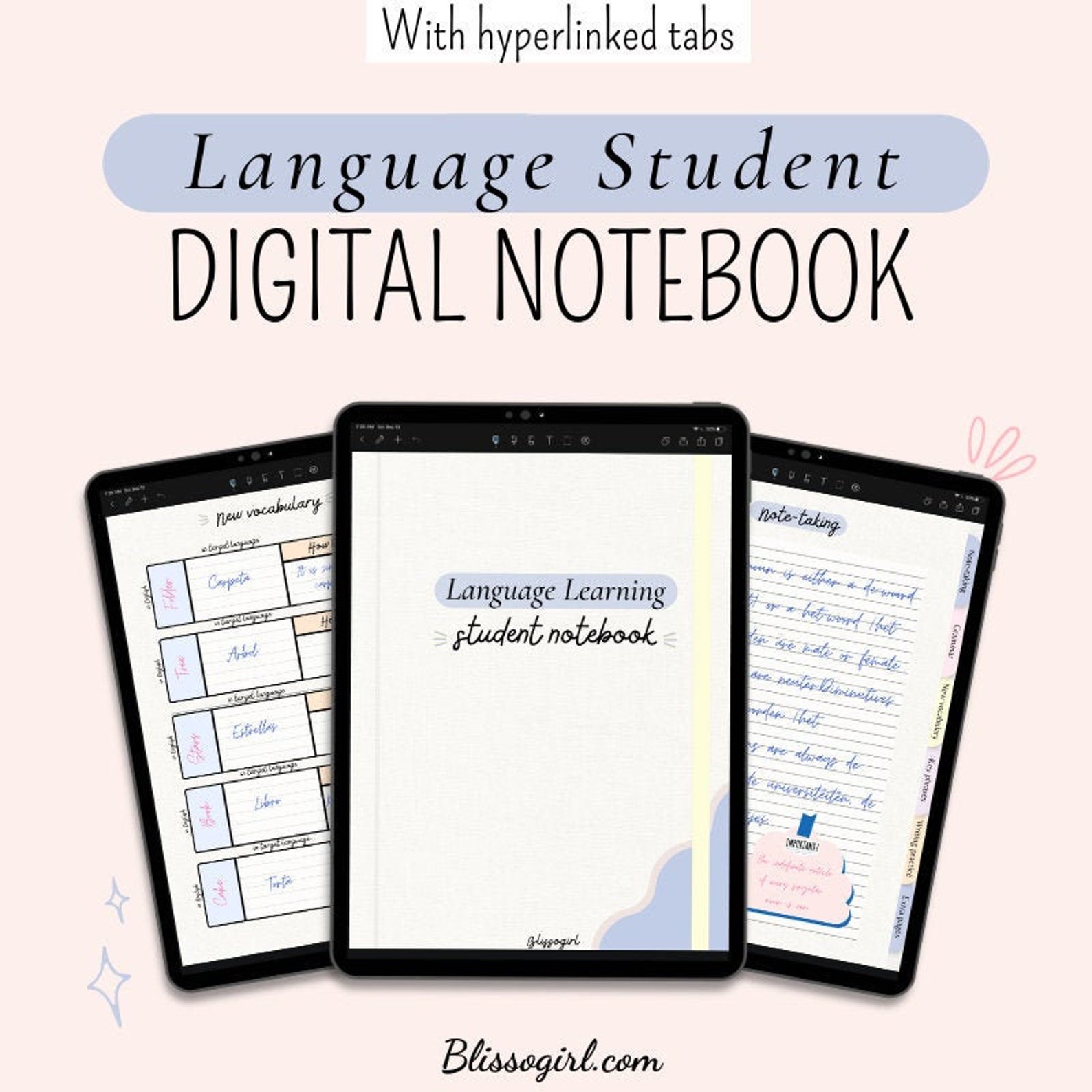 Language Study Digital Notebook Language Learning Notebook | Etsy