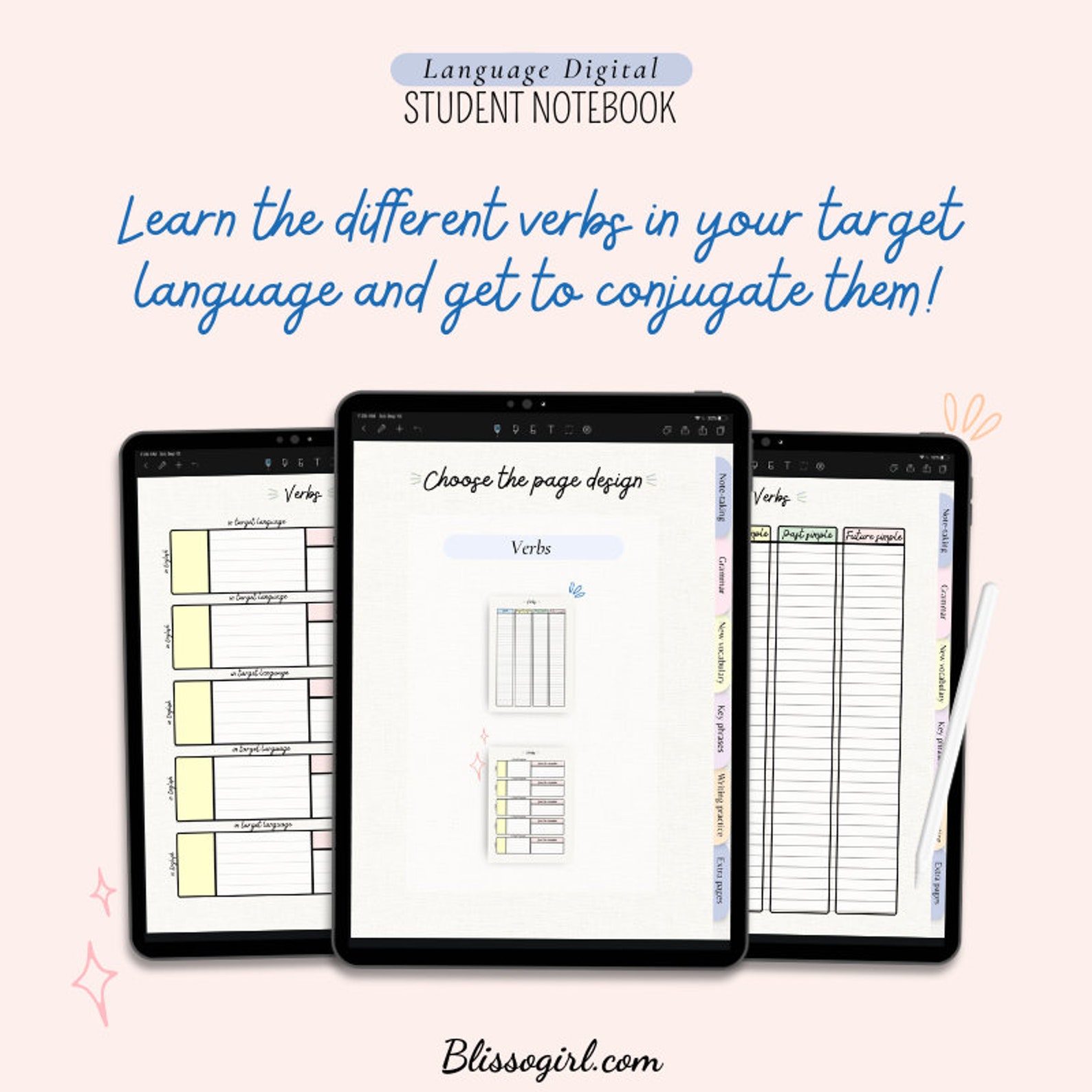 Language Study Digital Notebook Language Learning Notebook | Etsy