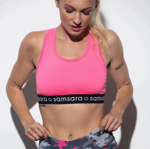 hot pink sports bra