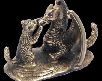 Bronze Cat & Dragon