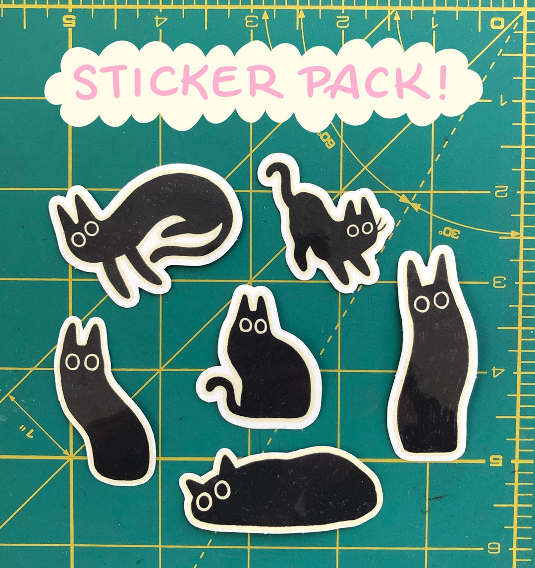Black Cat Sticker Pack! Vinyl Die-cut Decals | Spooky Void Cat Meme ...