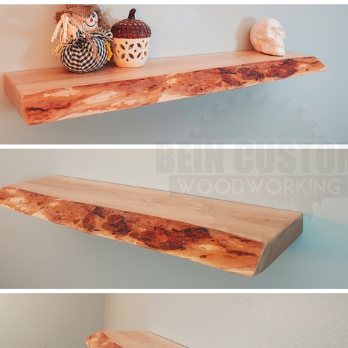 Live Edge Floating Shelf / Rustic Shelf/ Heavy Duty Shelf With Etsy