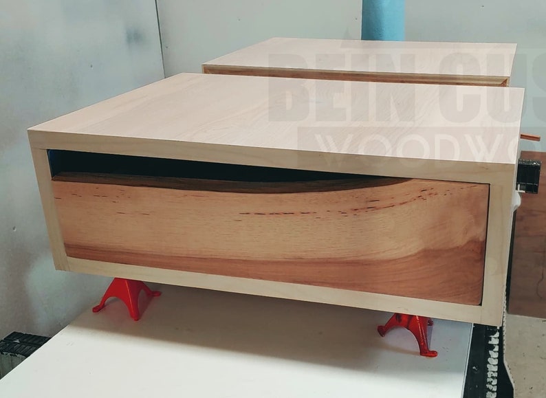 Live Edge Floating Nightstand With Drawer Etsy