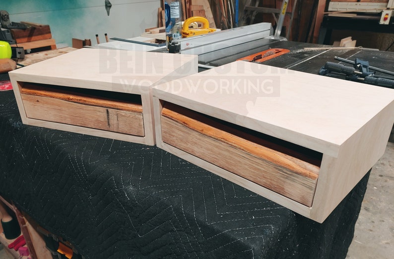 Live Edge Floating Nightstand With Drawer Etsy