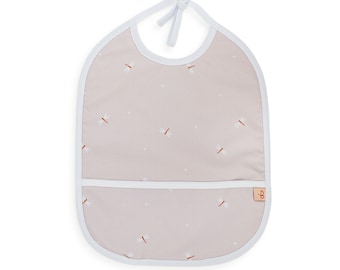 Beige Baby Bib with Libelle, water repellent baby bib