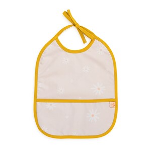 Baby Bib with Daisy, water repellent baby bib, baby bib for girls