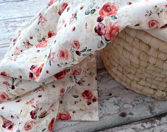 Blanket with roses, Creme Velvet blanket for Children, Cotton Baby Blanket, Blanket throw, Steppdecke, Quilt blanket
