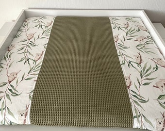 Green Changing pad with Koala, Changing mat, Wickelauflage, Waffle Pique changing pad 75 x 75 cm, Changing pad for boys