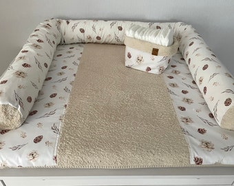 Beige Wickelunterlage, Wickelunterlage, Florale Wickelunterlage, Frottee Wickelunterlage 75 x 75 cm