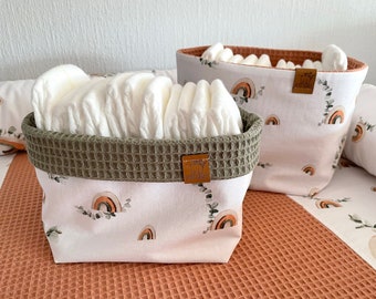 Panier de rangement pour ustensiles arc-en-ciel, Panier de rangement pour couches, Panier en coton, Panier pour chambre de bébé, Panier pour porte-couches