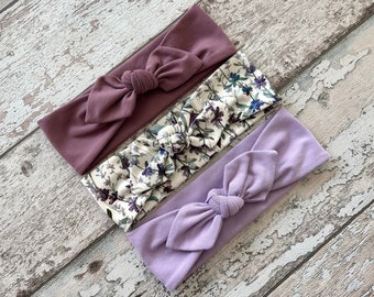 Purple Baby headband, Lavanda headband with bow