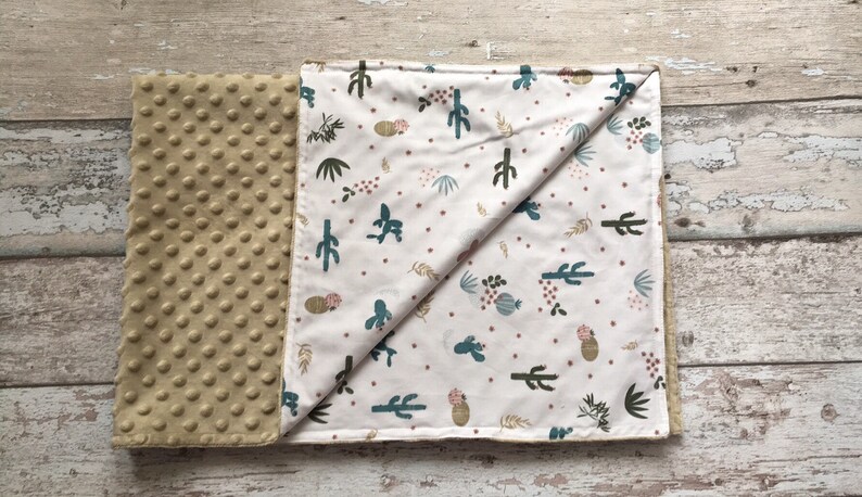 Beige Sand Cactus Baby blanket Minky Baby blanket