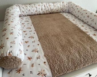 Brown Changing pad, Wrapping pad, Floral changing pad, Frottee changing pad 75 x 75 cm