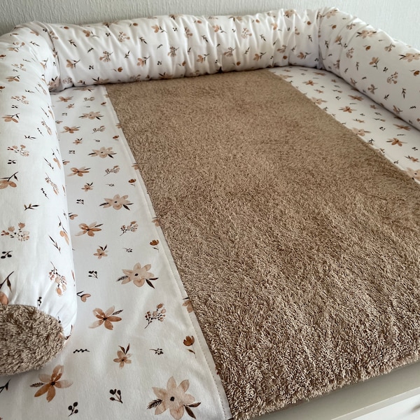 Brown Changing pad, Wrapping pad, Floral changing pad, Frottee changing pad 75 x 75 cm