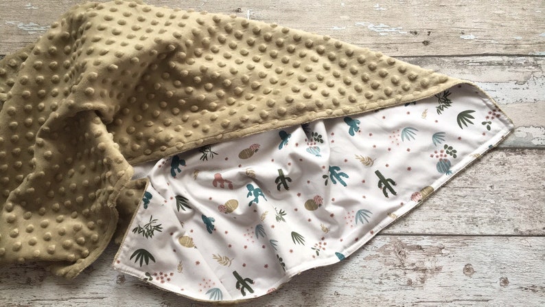 Beige Sand Cactus Baby blanket Minky Baby blanket