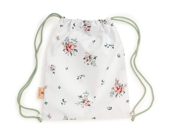 Floral gym bag for girls with Wild roses, Turnbeutel, Shoe bag