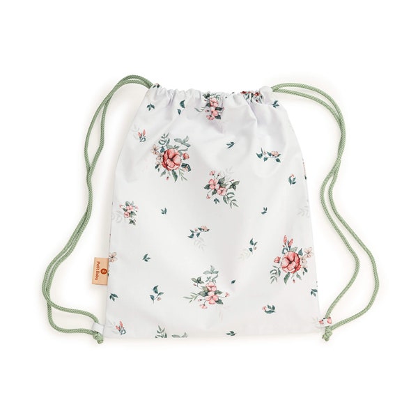 Floral gym bag for girls with Wild roses, Turnbeutel, Shoe bag