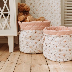 Toy storage basket for nursery, large storage bin, toy organiser, floral toy storage bag for girls room