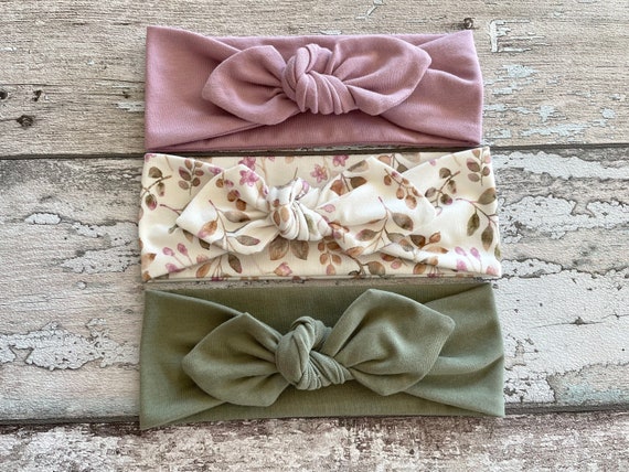 Baby Bow knot headband, Green and Purple baby headbands