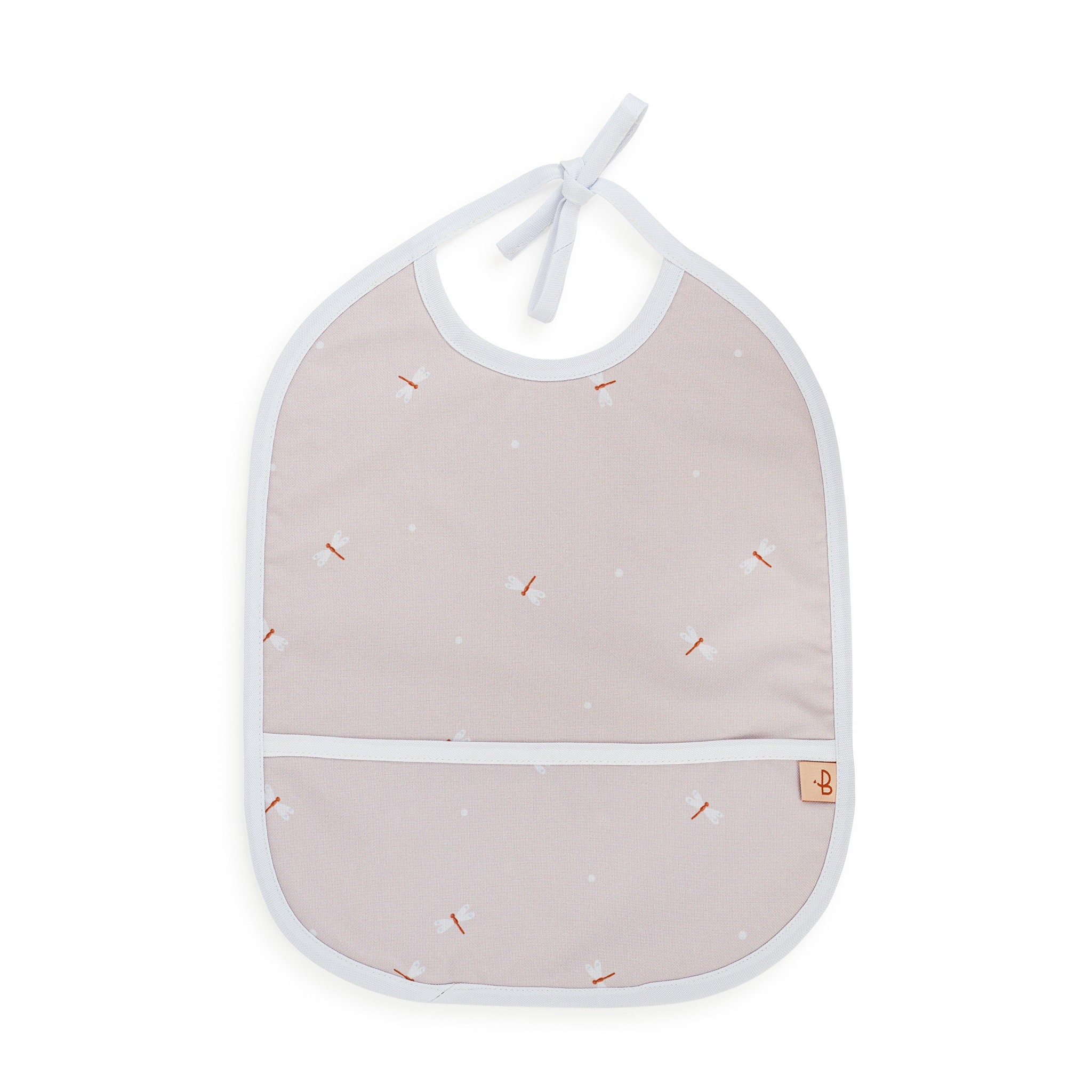 Beige Baby Bib with Libelle, water repellent baby bib