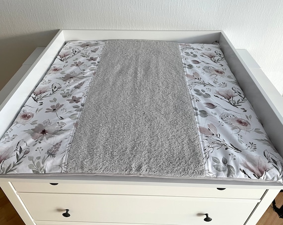 Gray Frottee Changing pad, Wrapping pad, Magnolia flower changing pad, Frottee changing pad 75 x 75 cm