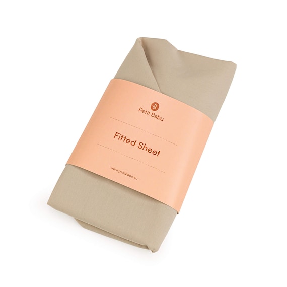 Beige Fitted Cotton Sheet, Organic Cotton Baby Crib Sheet