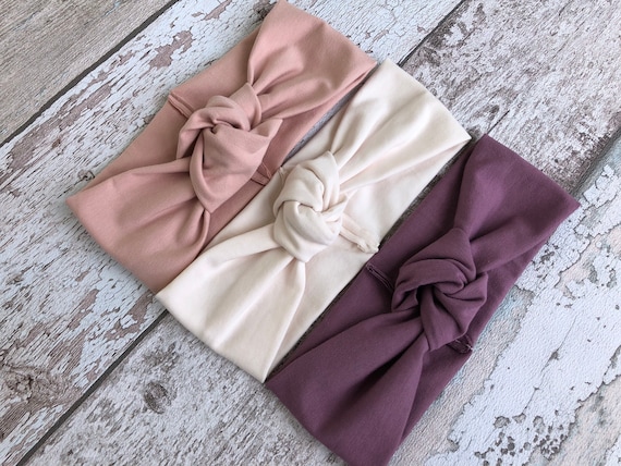 Pink knot headband, baby headband, purple headband for toddlers, knot headband set