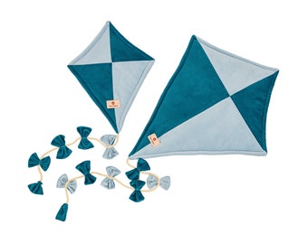 Blauer Stoffdrachen als Wanddekoration für Kinderzimmer, Babyzimmer Dekoration