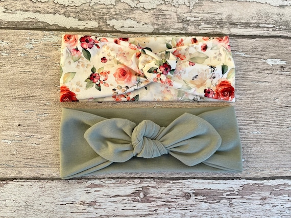 Floral ribbon headband (2) Girls Floral Ribbon Headband – Mia Belle Girls main image 3