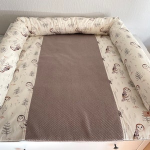 Owl Print Changing Pad Set: Taupe Frottee Cover, Waterproof Lining image 4