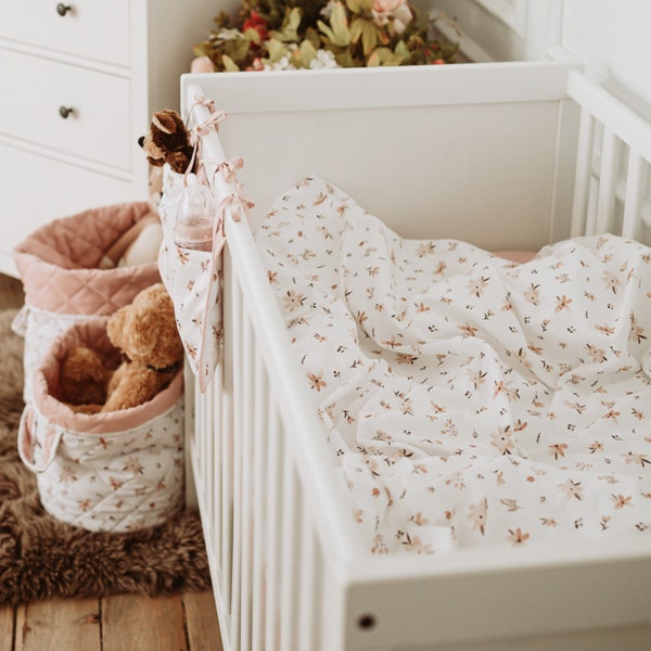 Parure de lit florale, parure de lit, housse de couette et d'oreiller, linge de lit en coton pour enfants