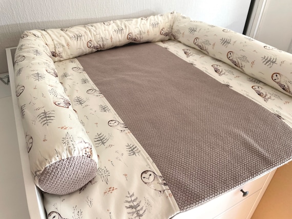 Owl Print Changing Pad Set: Taupe Frottee Cover, Waterproof Lining