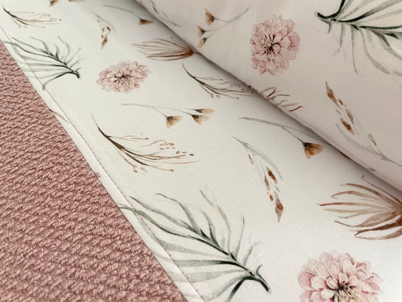 Pink Changing pad, Wrapping pad, Floral changing pad, Frottee changing pad 75 x 75 cm image 3