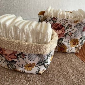 Utensílio, Cesta de armazenamento de flores vintage, Cesta de armazenamento de fraldas resistente à água, Cesta de fraldas