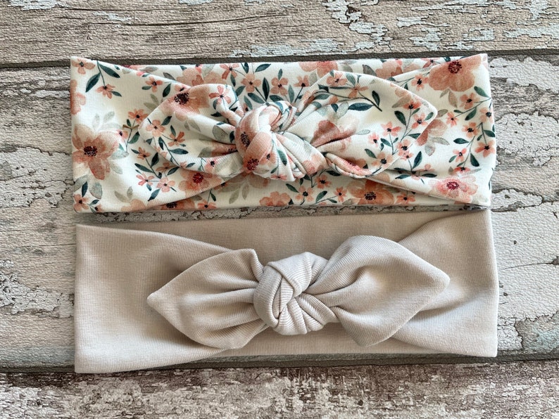 Baby Bow knot headband, Floral and Sand baby headbands zdjęcie 2