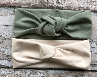 Dusty Green knot headband, Twisted Baby headband, newborn headband, Eucalyptus headband for girls