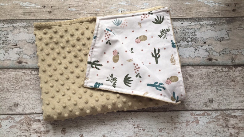 Beige Sand Cactus Baby blanket Minky Baby blanket