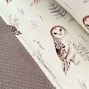 Owl Print Changing Pad Set: Taupe Frottee Cover, Waterproof Lining image 2