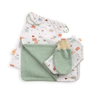 Gift set- Geometrical water repellent changing pad,utensil basket and wash cloth,new baby gift set,gift for new patents, baby shower gift