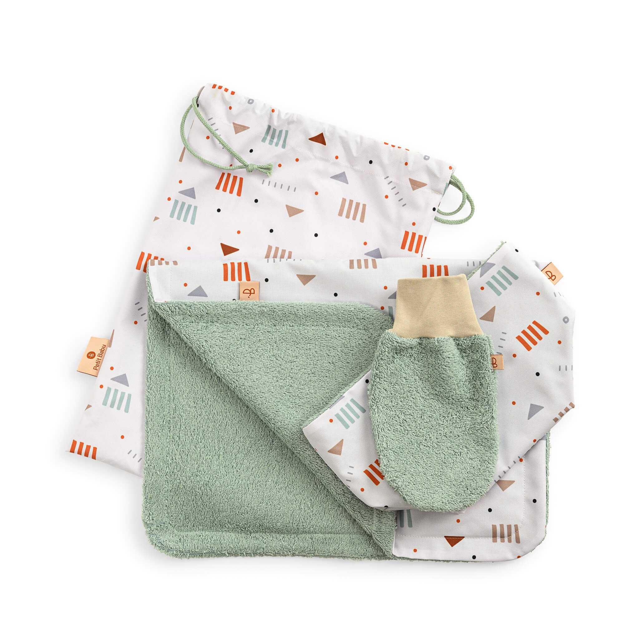 Gift Set - Geometrical Water Repellent Changing Pad, Utensil Basket & Wash Cloth, New Baby Gift Set, Gift For New Patents, Shower
