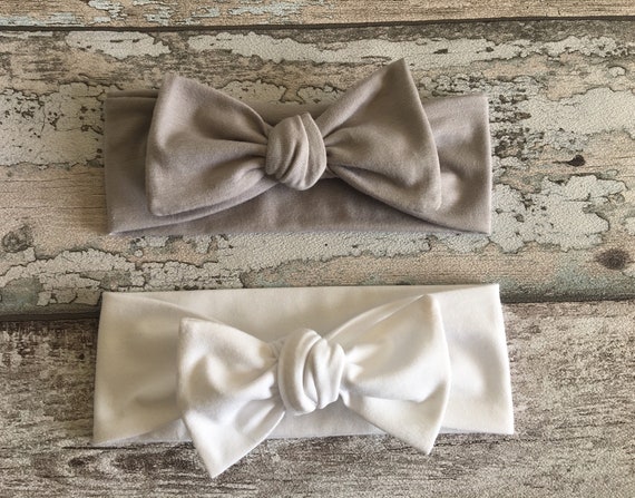 Baby Bow knot headband, White headband for girls, newborn headband, Baby turban headband