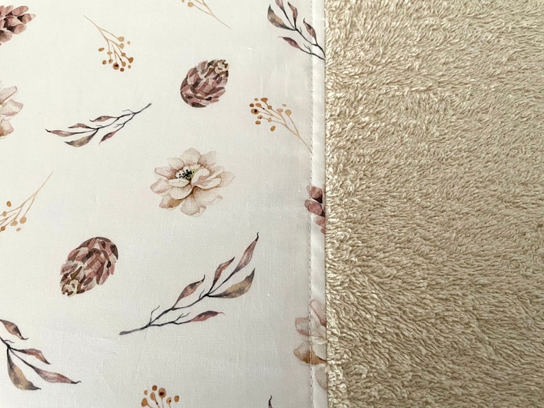 Beige Changing pad, Wrapping pad, Floral changing pad, Frottee changing pad 75 x 75 cm image 2