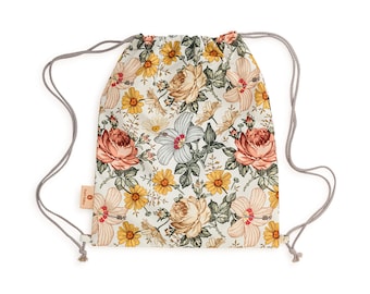 Gym bag for girls with vintage flowers, Turnbeutel, Shoe bag