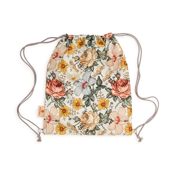 Gym bag for girls with vintage flowers, Turnbeutel, Shoe bag