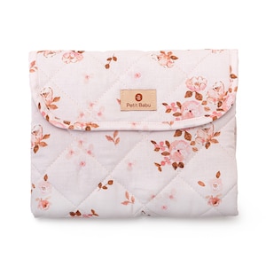 Embrague cambiador de pañales rosa con flores, Cambiador de viajes, Cambiador portátil, Bolsa de pañales