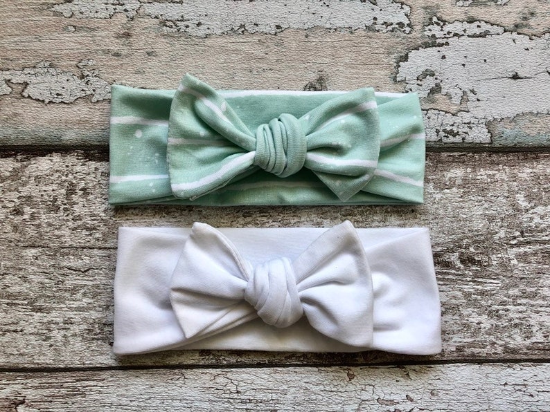 newborn headband,Baby turban headband,Pink and Pastel Colors Bow knot headband Set,Baby Bow knot headband,Green striped headband for girls