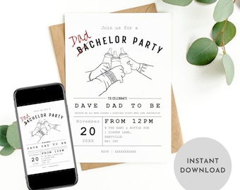 Editable Dadchelor party invitation | Men baby shower | Huggies & Chuggies | Dad to be | Baby Shower | Beer and Diapers | Instant download