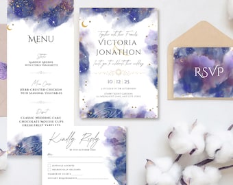 Celestial Wedding Invitation Suite: Star & Moon Theme (Digital Download)