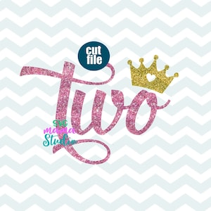 Twee svg, verjaardag svg, dxf, png, instant download, 2e verjaardag svg voor cricut en silhouette, feestvarken svg, kroon svg, prinses svg