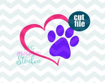 ハートの足跡 svg、dxf、cricut およびシルエット用の png ファイル、犬のお母さん svg、犬の足跡 svg、足跡の svg、毛皮のお母さん svg、シャツ svg、壁用デカール svg